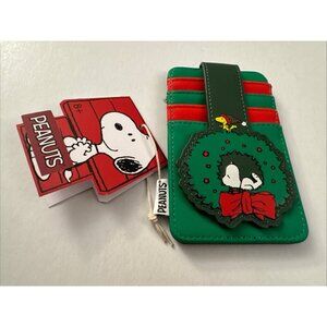 Loungefly Peanuts Wreath Peanuts & Woodstock Cardholder 4 Slots ID New K1